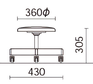 座れば動かない低座面305mmの丸椅子の寸法図