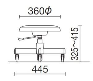 座れば動かない低座面305mmの丸椅子の寸法図