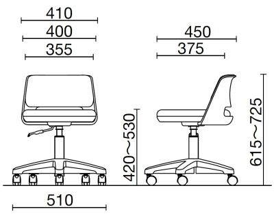座れば動かない椅子２４の寸法図